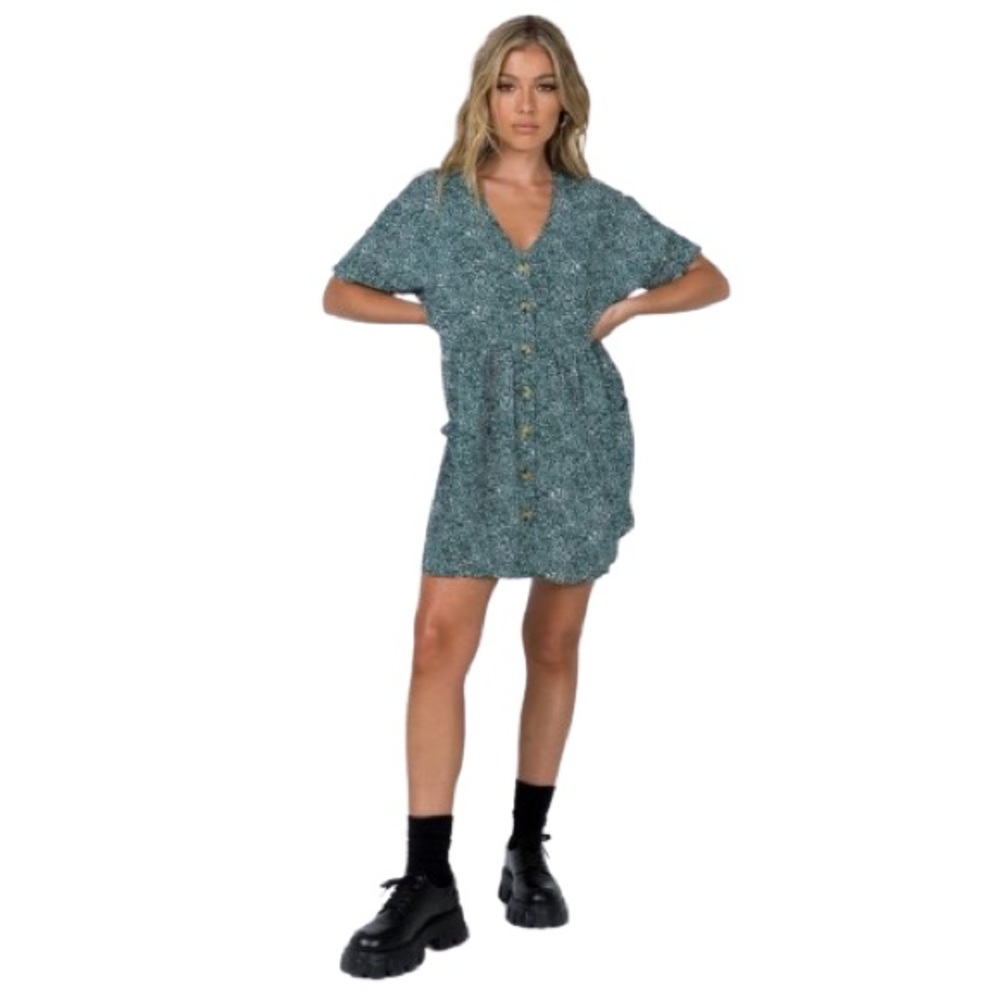 Princess Polly Noname Green Flora Mini Dress